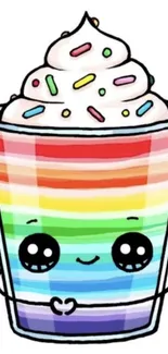 Cute rainbow dessert illustration with sprinkles.