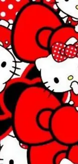 Cute Hello Kitty wallpaper with red accents.