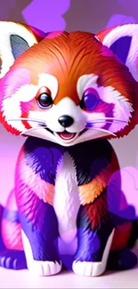 Adorable red panda cartoon on a pink gradient background.