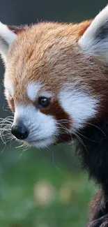 Close-up of a cute red panda with soft fur.