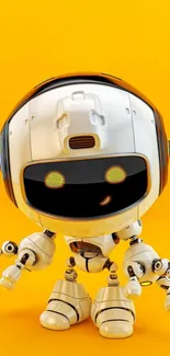 Adorable robot on a vibrant yellow background, perfect for mobile wallpaper.