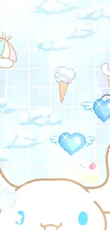 Cute Cinnamoroll wallpaper with pastel theme and playful designs.