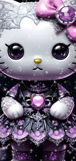 Cute sparkling cat in glittery attire.