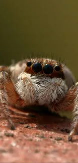 Close-up of a cute spider on a rock background.