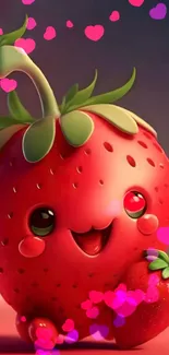 Cute strawberry cartoon wallpaper for mobile phones.