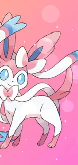 Cute Sylveon character on a pastel gradient background wallpaper.