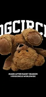 Cute teddy bear on black background wallpaper.