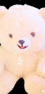 Adorable fluffy teddy bear on a dark background, perfect for mobile screens.