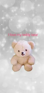 Cute teddy bear on soft bokeh background wallpaper.