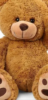 Cute brown teddy bear plush toy wallpaper for mobile devices.