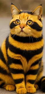 Adorable cat with tiger-like stripes on its fur
