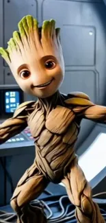 Cute tree character in a modern setting.