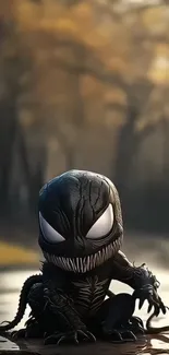 Cute Venom character with a dark, artistic background.