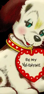 Vintage Valentine puppy with heart tag.