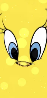 Cute yellow cartoon face mobile wallpaper.