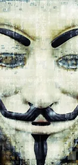 Anonymous mask with digital art background on mobile wallpaper.