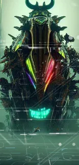 Futuristic cyberpunk beast intertwined with neon lights.