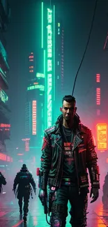 Cyberpunk cityscape with neon lights and futuristic urban theme.