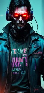 Cyberpunk character in neon city wallpaper.