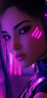 Cyberpunk neon art wallpaper with futuristic character.