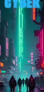 Cyberpunk cityscape with neon lights and futuristic vibe.