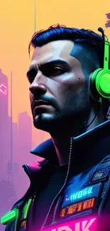 Cyberpunk cityscape with neon colors and futuristic vibe wallpaper.