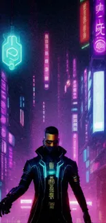 Futuristic cyberpunk cityscape with neon lights and digital art design.