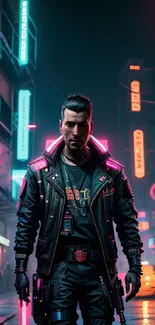 Futuristic cyberpunk city with neon lights and stylish protagonist.