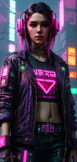 Cyberpunk neon street style wallpaper with vibrant colors.