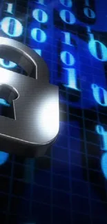 Cyber lock on binary background wallpaper