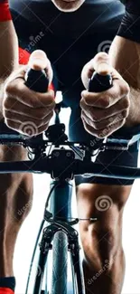 Cyclist intensely focused on a road bike.