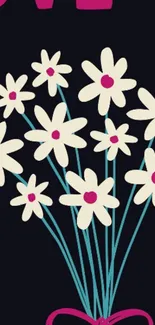 Cheerful daisy bouquet on a dark blue background.