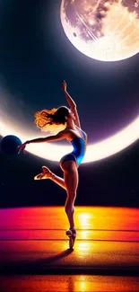 Ballet dancer under a luminous moon.