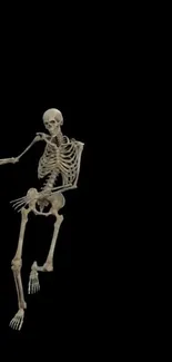 Dancing skeleton on a black background wallpaper.