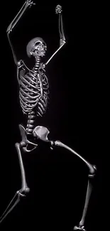 Dancing skeleton on dark background wallpaper.