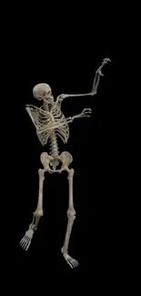 Dancing skeleton on black background wallpaper.