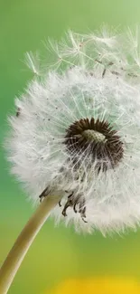 Close-up of a dandelion with green background, ideal for a mobile wallpaper.