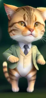 A cartoon cat in a suit standing confidently.