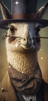 Dapper llama in vintage attire with monocle.