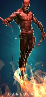 Daredevil in action mobile wallpaper with vibrant design.