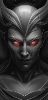 Dark demon art with red eyes, intense and mysterious design.