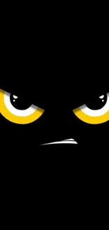 Dark abstract wallpaper with yellow eyes on black background.