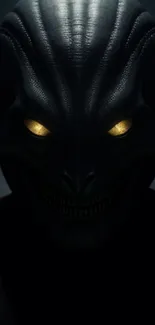 Dark alien creature with glowing eyes wallpaper.