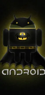 Dark Android superhero wallpaper with bat motif.