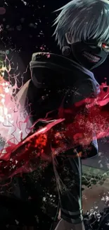 Dark anime wallpaper featuring abstract colors and dynamic design.