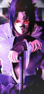 Dark anime character with purple glow.