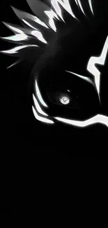 Dark anime character with intense eyes.