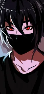 Dark anime character with red eyes and black hair wallpaper.