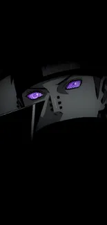 Anime character with purple eyes on a dark background.