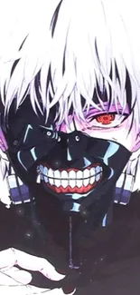 Anime character with white hair and mask wallpaper.